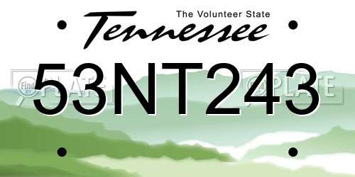 53NT243 Tennessee License Plate