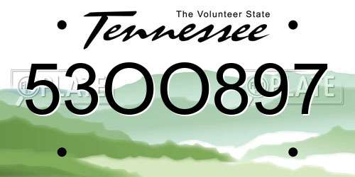53OO897 Tennessee License Plate