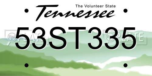 53ST335 Tennessee License Plate