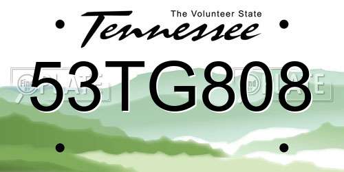 53TG808 Tennessee License Plate