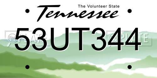 53UT344 Tennessee License Plate