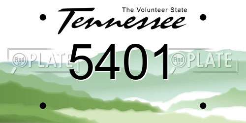 5401 Tennessee License Plate