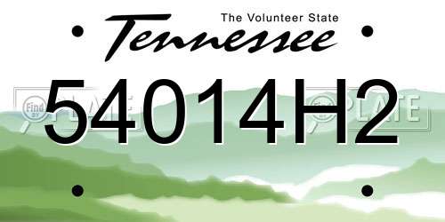 54014H2 Tennessee License Plate