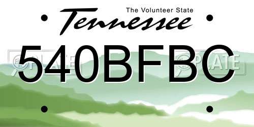 540BFBC Tennessee License Plate