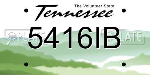 5416IB Tennessee License Plate