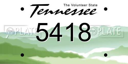 5418 Tennessee License Plate