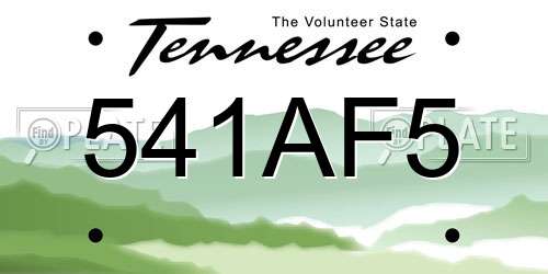 541AF5 Tennessee License Plate