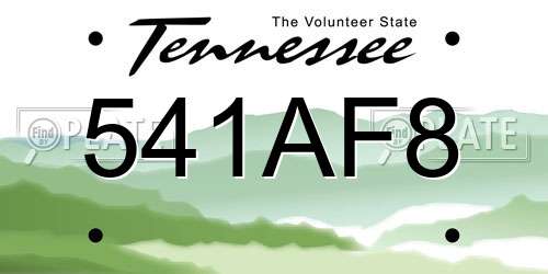 541AF8 Tennessee License Plate