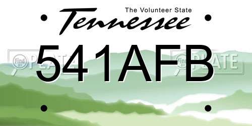 541AFB Tennessee License Plate