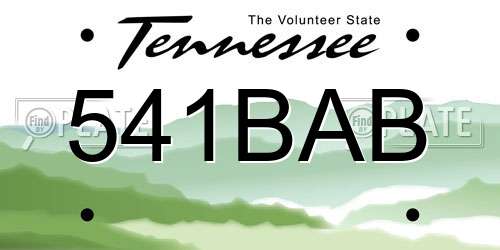 541BAB Tennessee License Plate