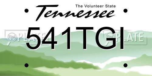 541TGI Tennessee License Plate