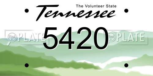 5420 Tennessee License Plate
