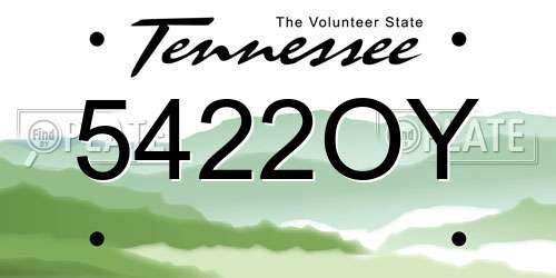 5422OY Tennessee License Plate