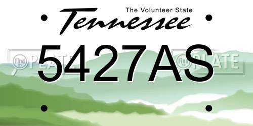 5427AS Tennessee License Plate
