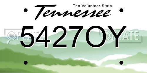 5427OY Tennessee License Plate