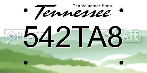 542TA8 Tennessee License Plate