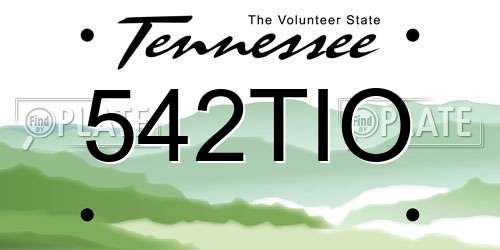 542TIO Tennessee License Plate