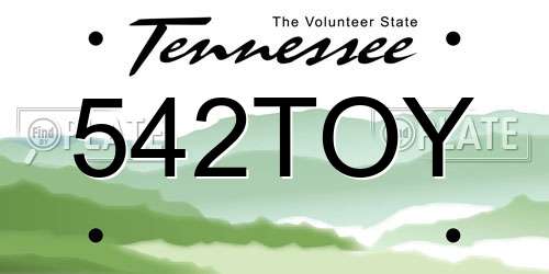 542TOY Tennessee License Plate