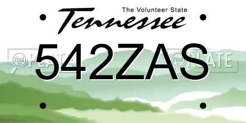 542ZAS Tennessee License Plate