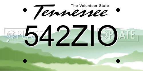 542ZIO Tennessee License Plate