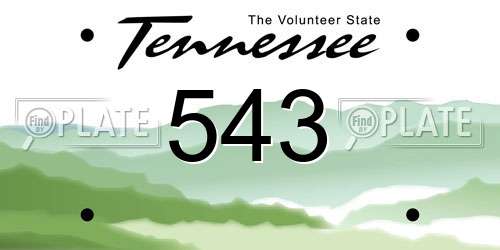 543 Tennessee License Plate