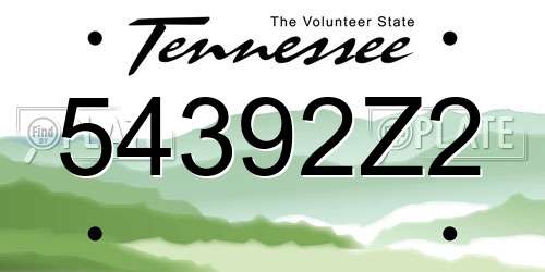 54392Z2 Tennessee License Plate
