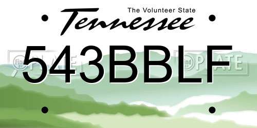 543BBLF Tennessee License Plate
