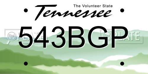 543BGP Tennessee License Plate