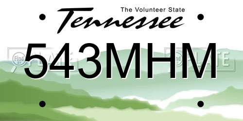 543MHM Tennessee License Plate