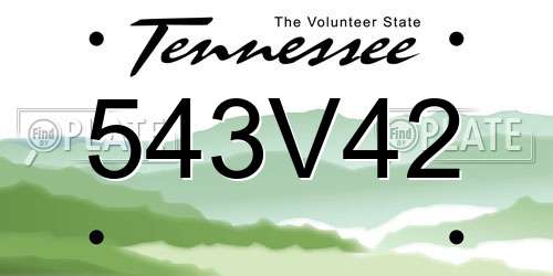 543V42 Tennessee License Plate