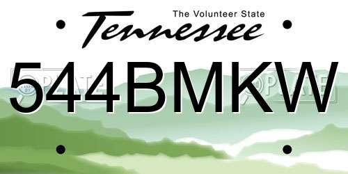544BMKW Tennessee License Plate