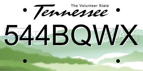 544BQWX Tennessee License Plate