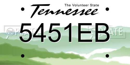 5451EB Tennessee License Plate