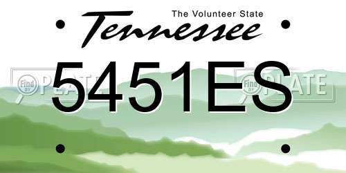 5451ES Tennessee License Plate