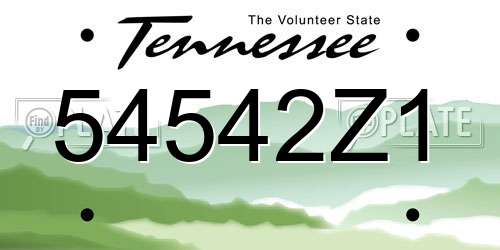 54542Z1 Tennessee License Plate