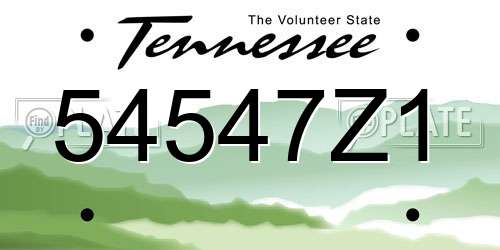 54547Z1 Tennessee License Plate