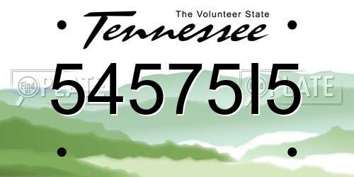 54575I5 Tennessee License Plate