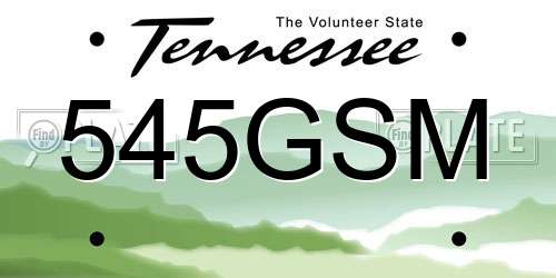 545GSM Tennessee License Plate