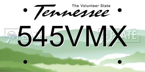 545VMX Tennessee License Plate