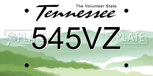 545VZ Tennessee License Plate