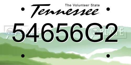 54656G2 Tennessee License Plate