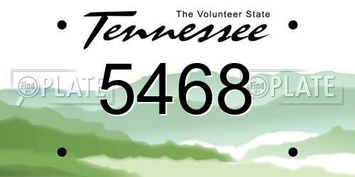 5468 Tennessee License Plate
