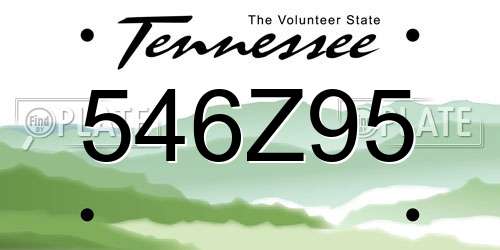 546Z95 Tennessee License Plate