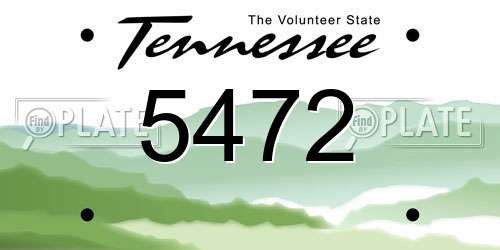 5472 Tennessee License Plate
