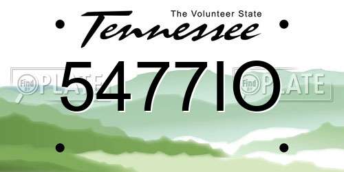 5477IO Tennessee License Plate