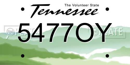 5477OY Tennessee License Plate