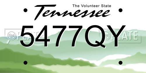 5477QY Tennessee License Plate
