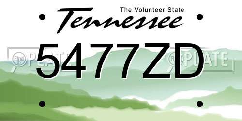 5477ZD Tennessee License Plate