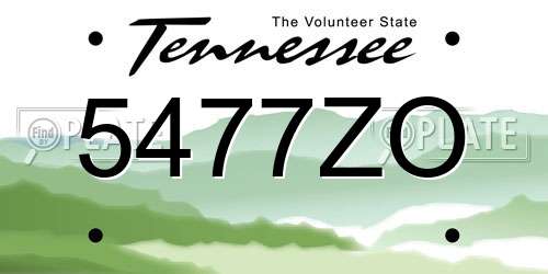 5477ZO Tennessee License Plate