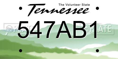 547AB1 Tennessee License Plate